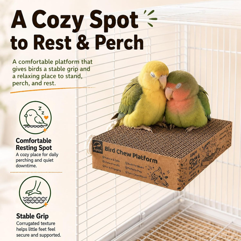 Top view of Kraft brown corrugated bird chewing toy for budgies and cockatiels.