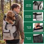 Water resistant nine hundred denier Oxford fabric material detail on the light gray Aeegee pet carrier backpack.