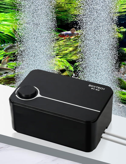 UPETTOOLS ultra quiet fish tank aerator displaying the eight vibration absorbing rubber feet