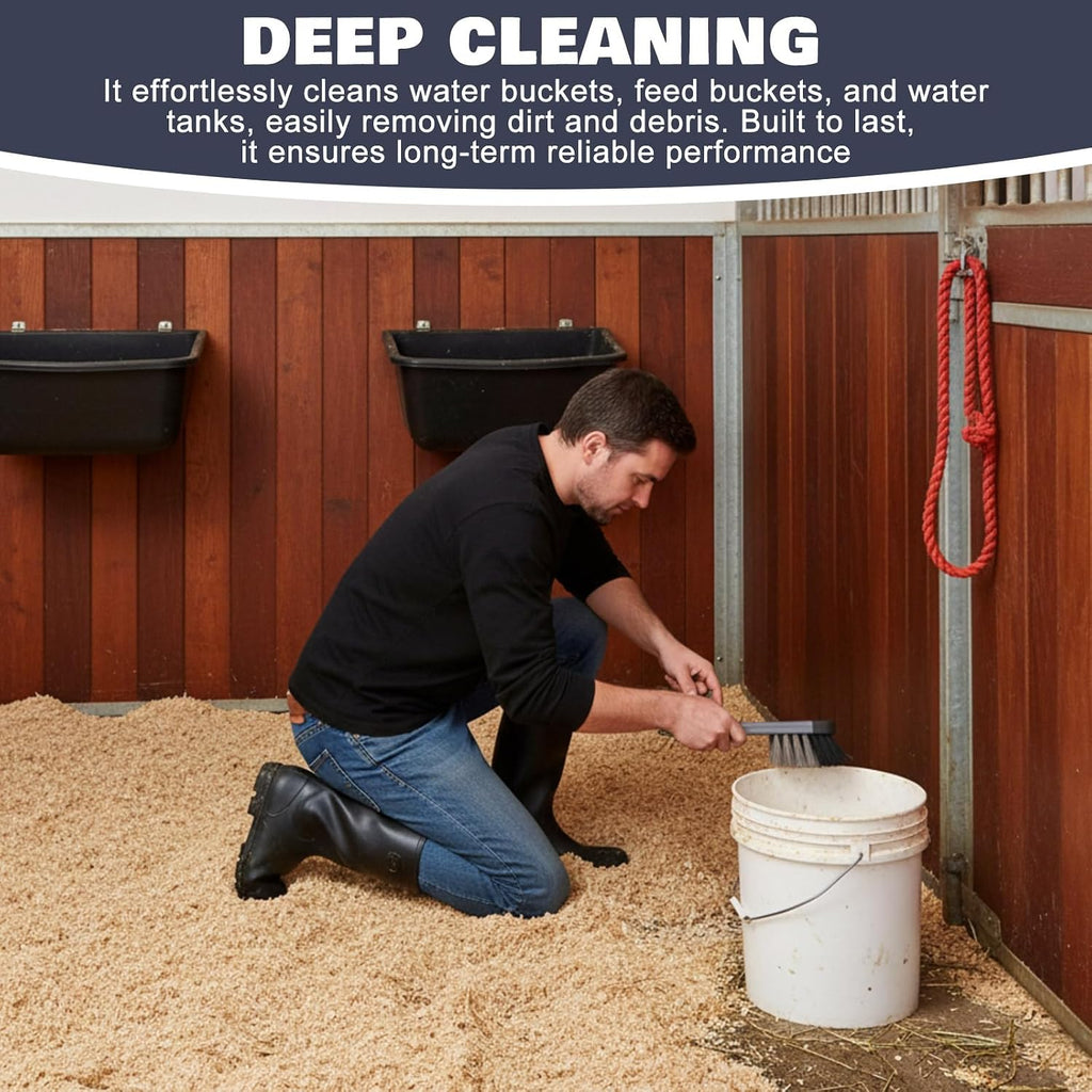 Ferrochef water bucket brushes for livestock farm close up of durable cleaning bristles.