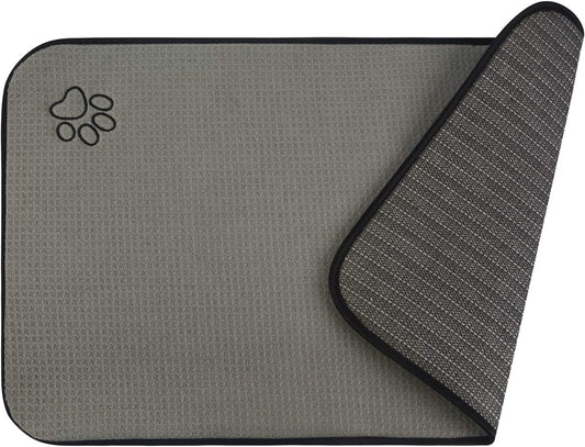 Sinland microfiber pet bowl mat grey front view