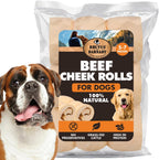 Brutus & Barnaby Premium Beef Cheek Rolls Pack front view of natural dog treats