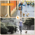 Heavy duty alloy snap hooks on dual dog training leash