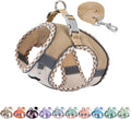 Aiitle Tiny Dog Harness front view of brown beige mesh step in puppy vest