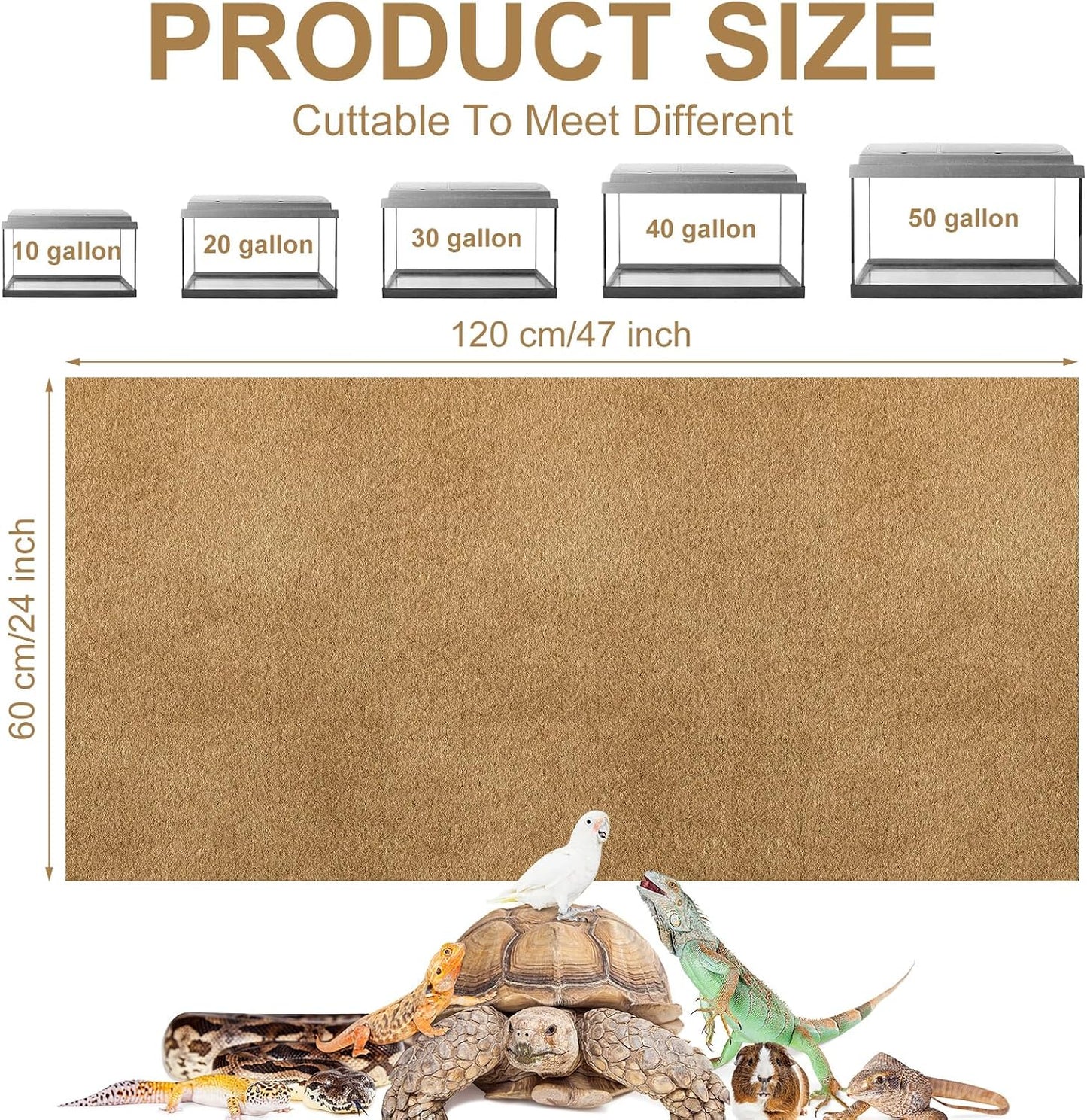 Haull reptile cage mat coffee colored tech fiber substrate texture close up.