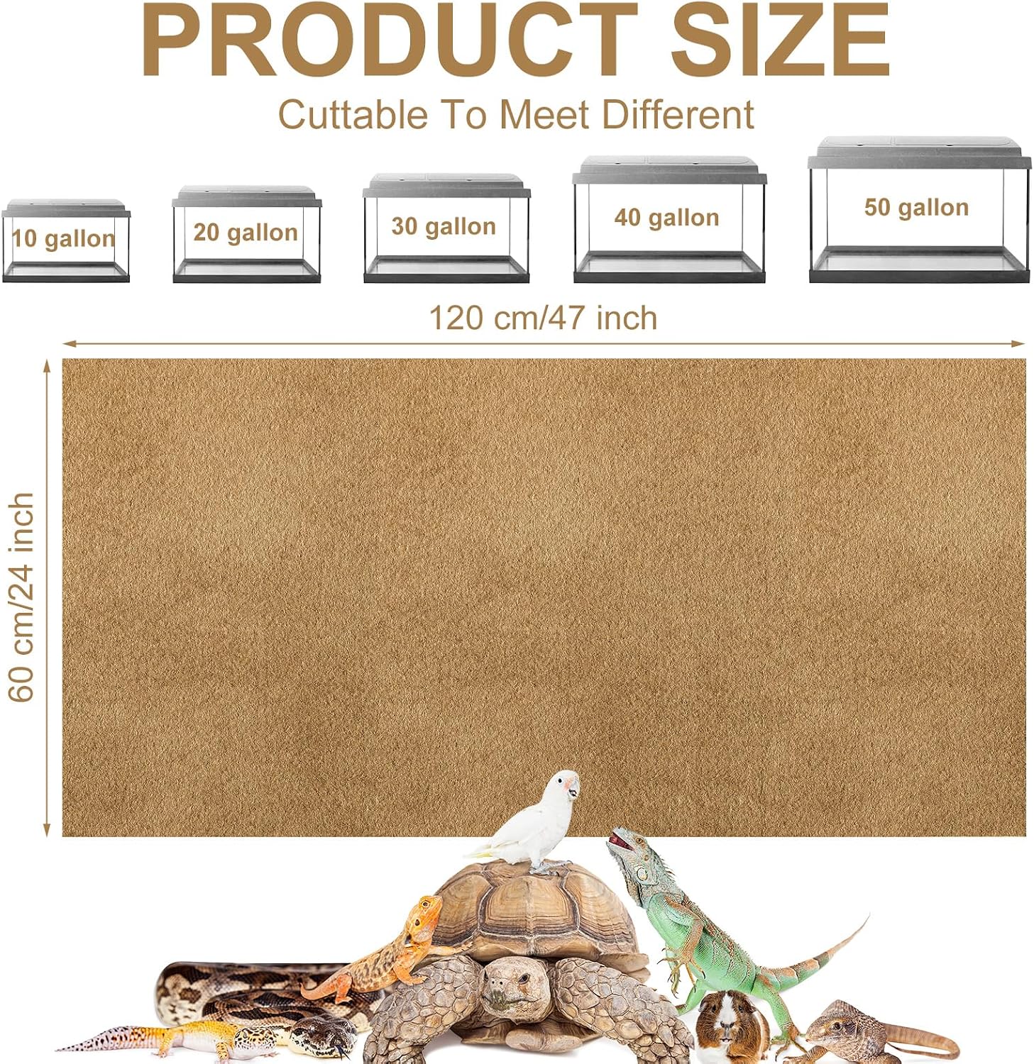 Haull reptile cage mat coffee colored tech fiber substrate texture close up.