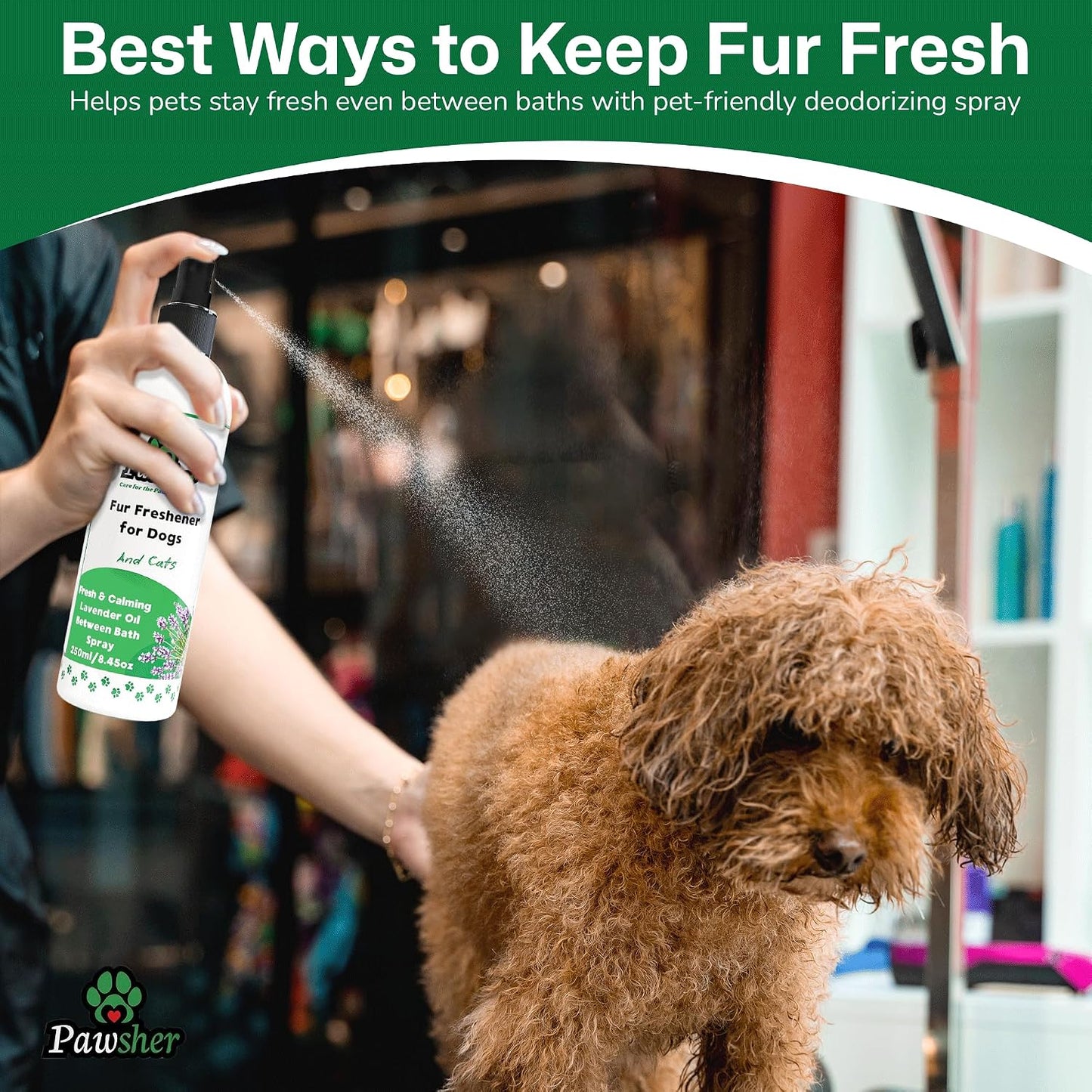 Calming lavender scent pet odor eliminator between baths