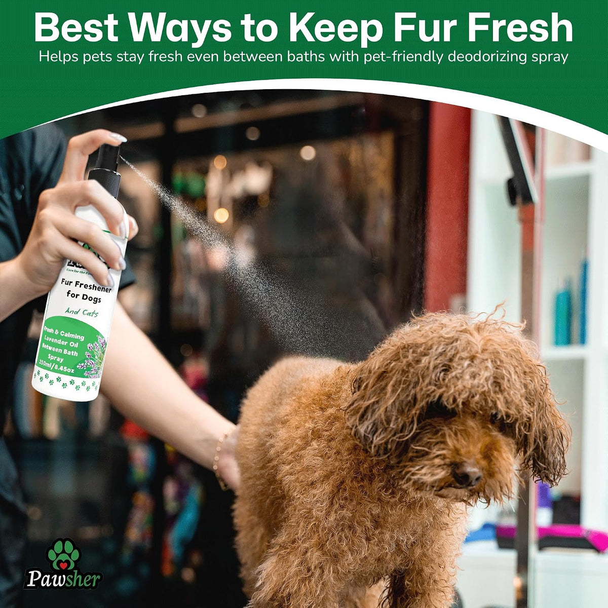 Calming lavender scent pet odor eliminator between baths