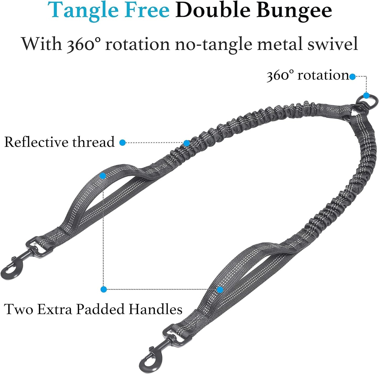 iYoPets double dog leash close up of the two padded traffic handles for close control
