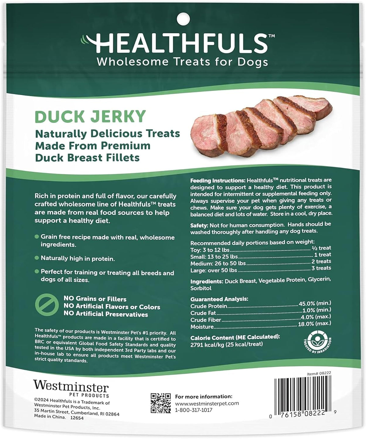 16 ounce bag of Healthfuls grain-free duck dog treats
