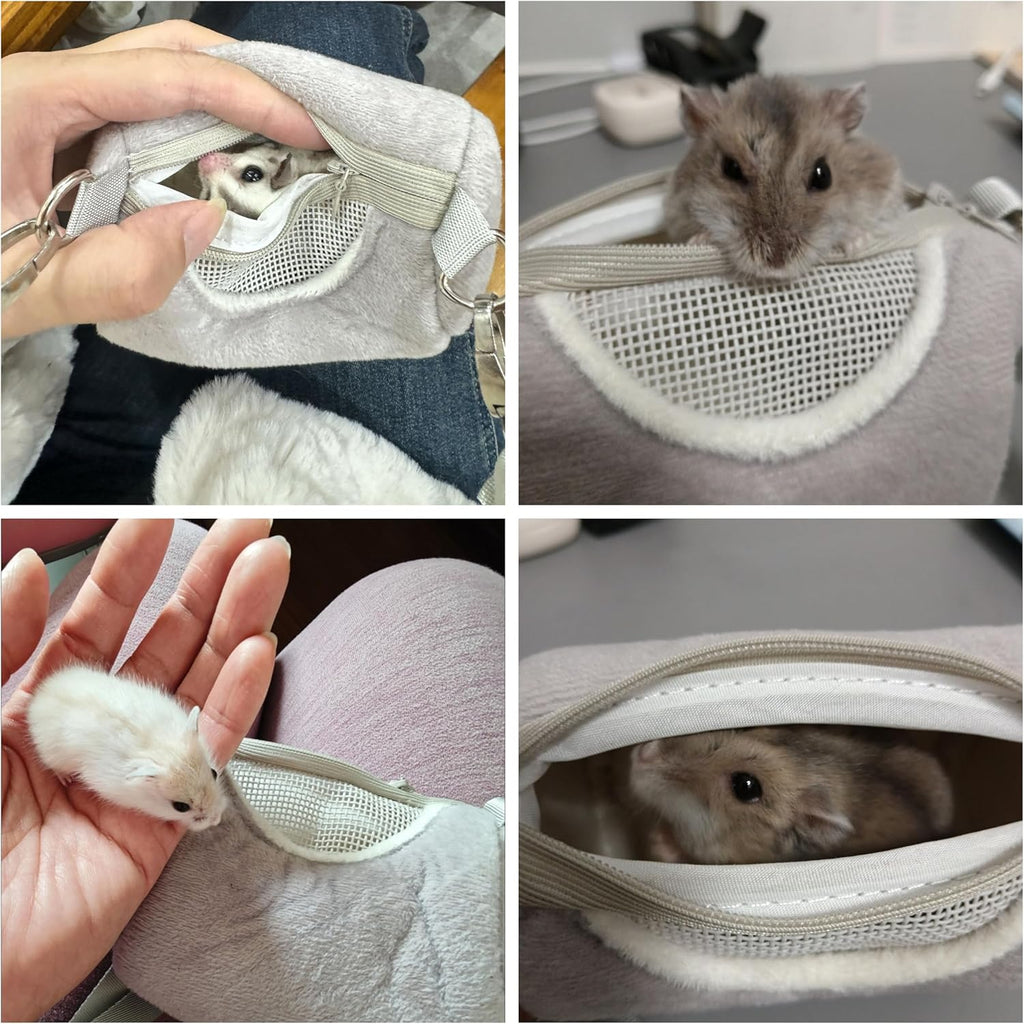 Hamster Carrier Bag with Breathable Window Portable Small Pet Carriers Soft-Sided Hands-Free Shoulder Strap Hamster Bag for Short Distance Travel Outdoor Check-Up Dwarf Hamsters Rats Mice - Image 6