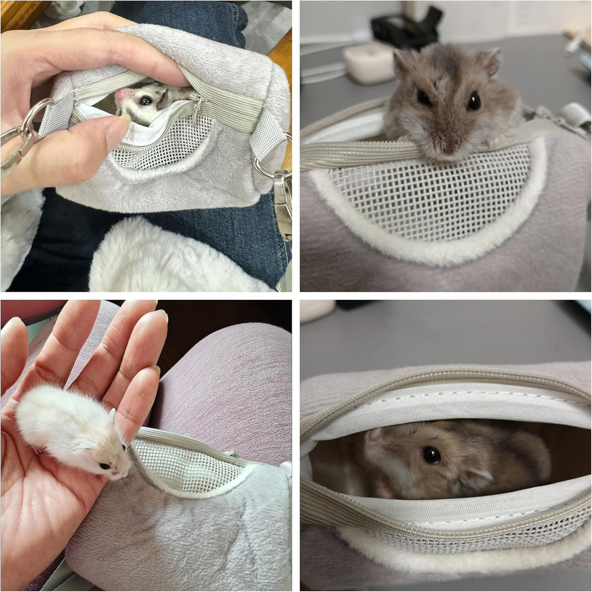 Hamster Carrier Bag with Breathable Window Portable Small Pet Carriers Soft-Sided Hands-Free Shoulder Strap Hamster Bag for Short Distance Travel Outdoor Check-Up Dwarf Hamsters Rats Mice - Image 6