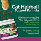 PetNC cat hairball supplement bottle showing flavor and count details