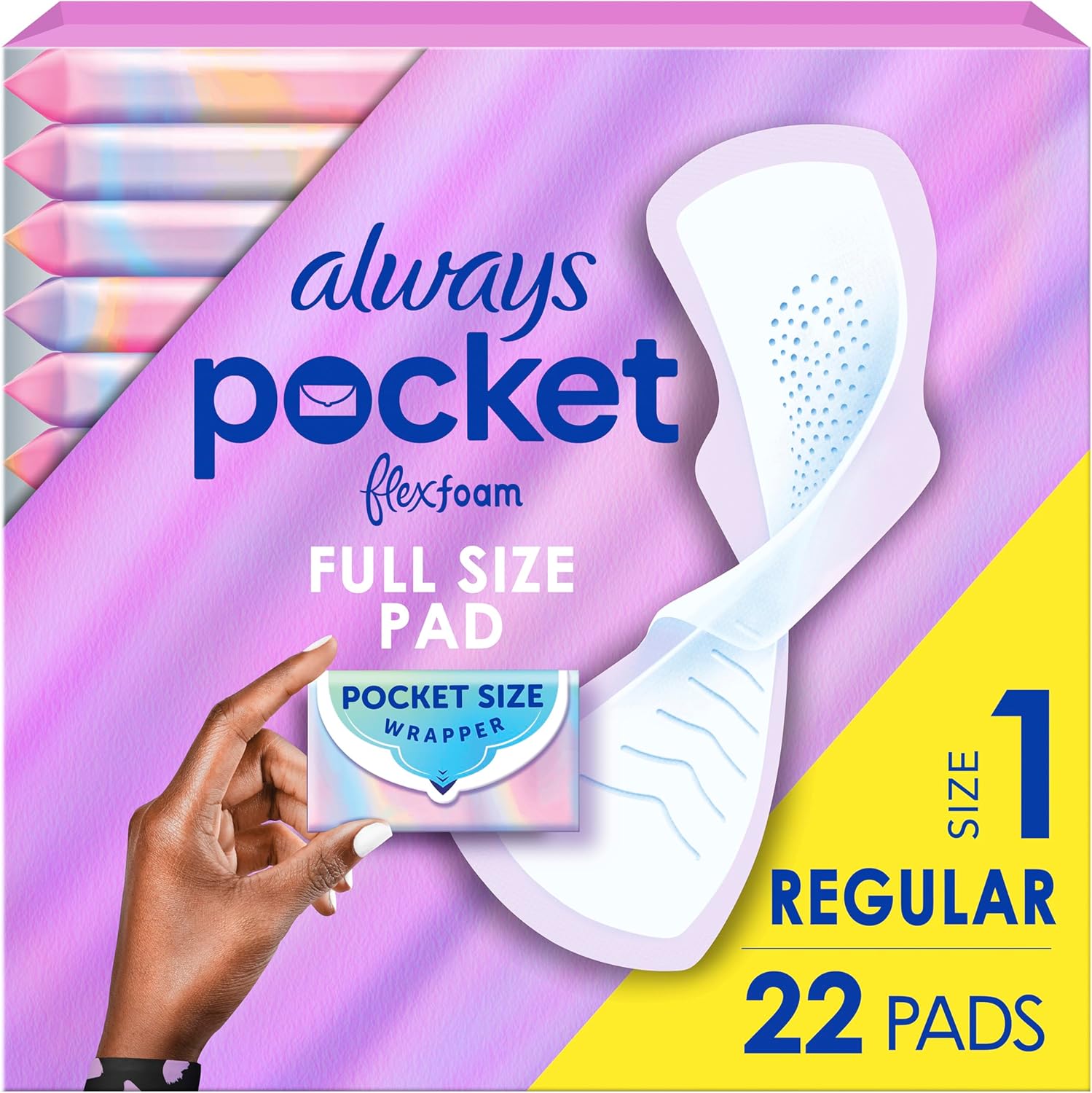 Always Pocket Flexfoam Size 1 Regular pads front packaging view