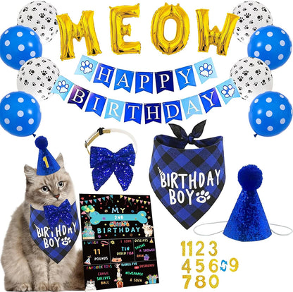 Toymis cat birthday bandana and party accessories front view