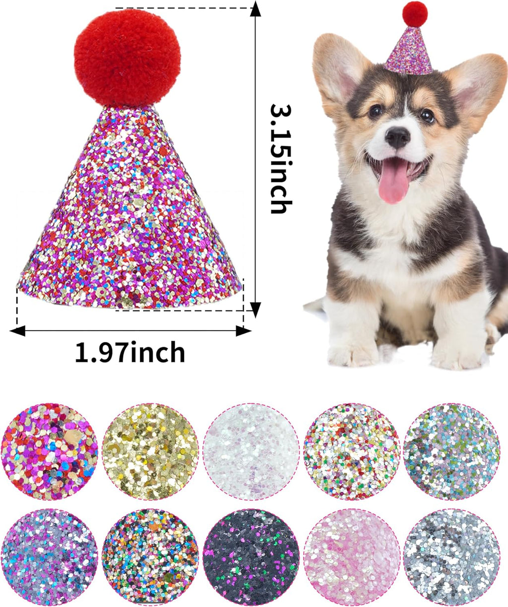 Assorted colors of Pet Show sequin puppy birthday hats