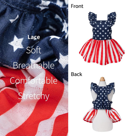 Fitwarm small dog holiday clothes featuring the navy blue star printed bodice