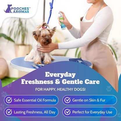 Pooches Aromas natural ingredients dog grooming spray back label
