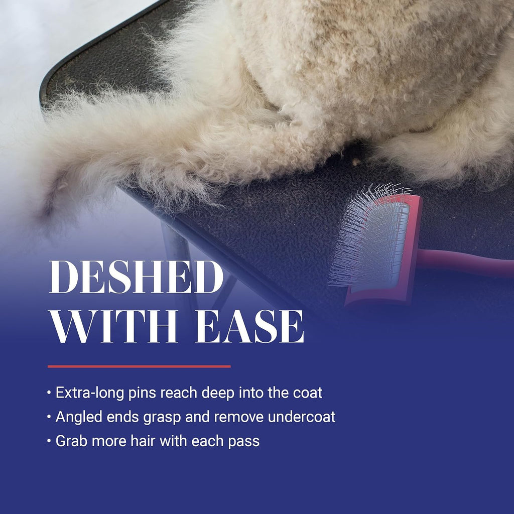 Premium German made large pet grooming slicker brush in coral color