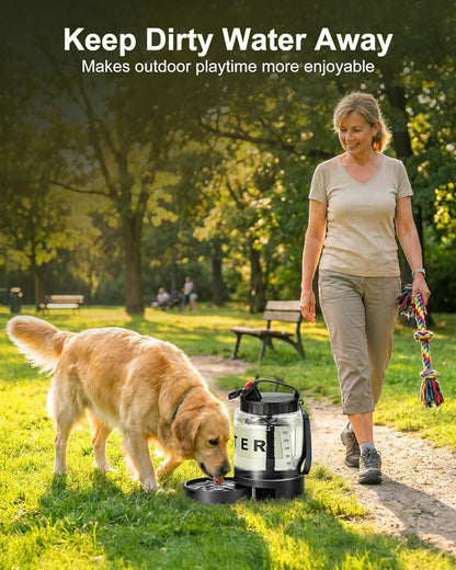 Premium travel water container for medium and large dogs during outdoor activities.