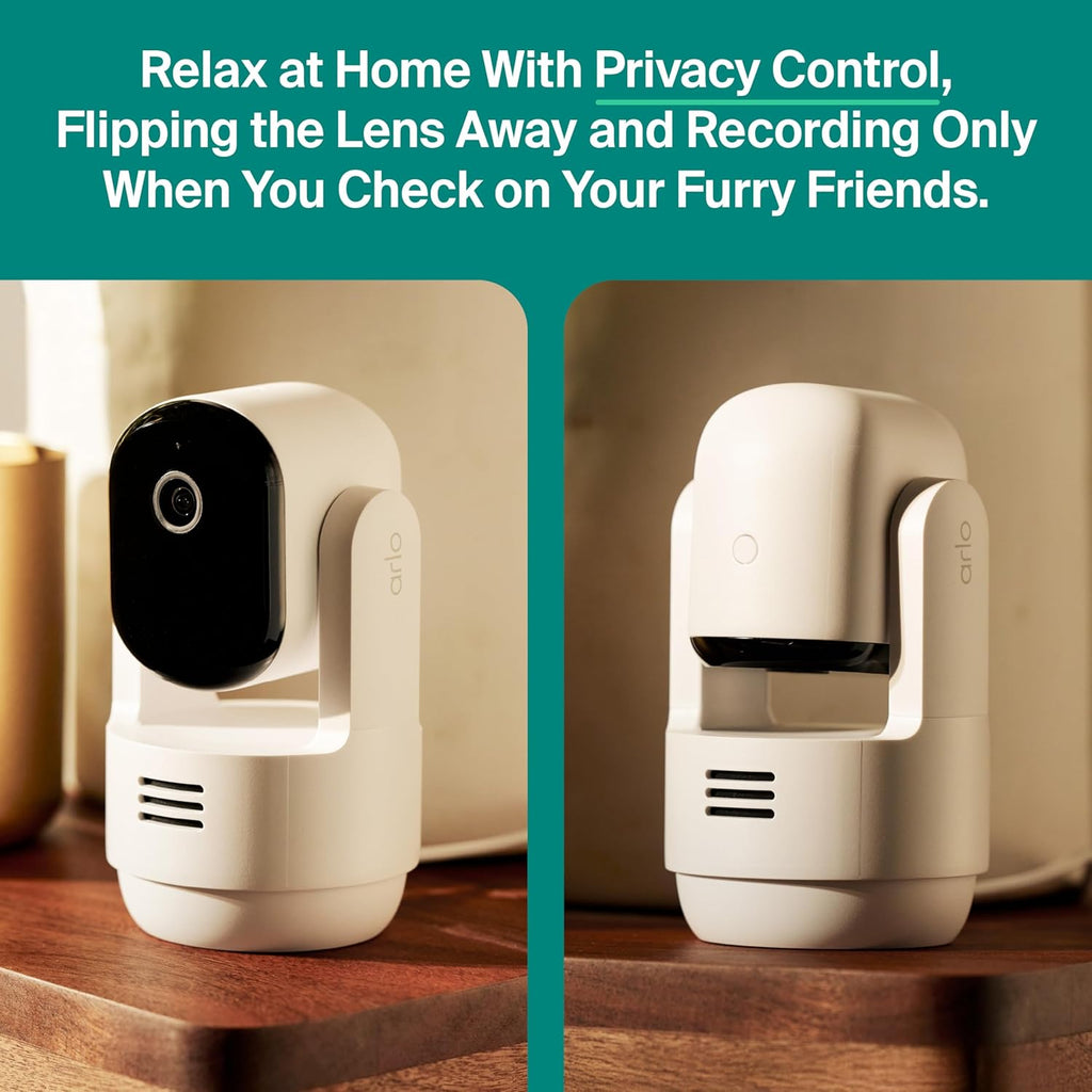 Smartphone app interface showing Arlo indoor camera 2K feed