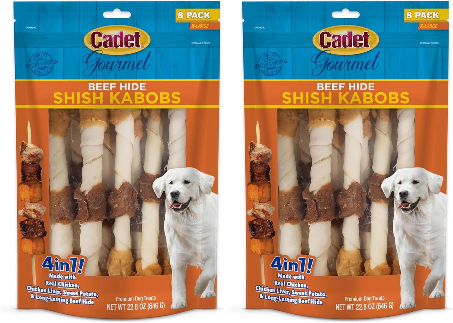 Cadet Gourmet Shish Kabob Dog Chews for Large Breeds, Rawhide Treats For Dogs with Chicken and Sweet Potato, Healthy & Natural Beef Hide, 10-Inch Sticks, 4 Count (Pack of 1) - Image 11