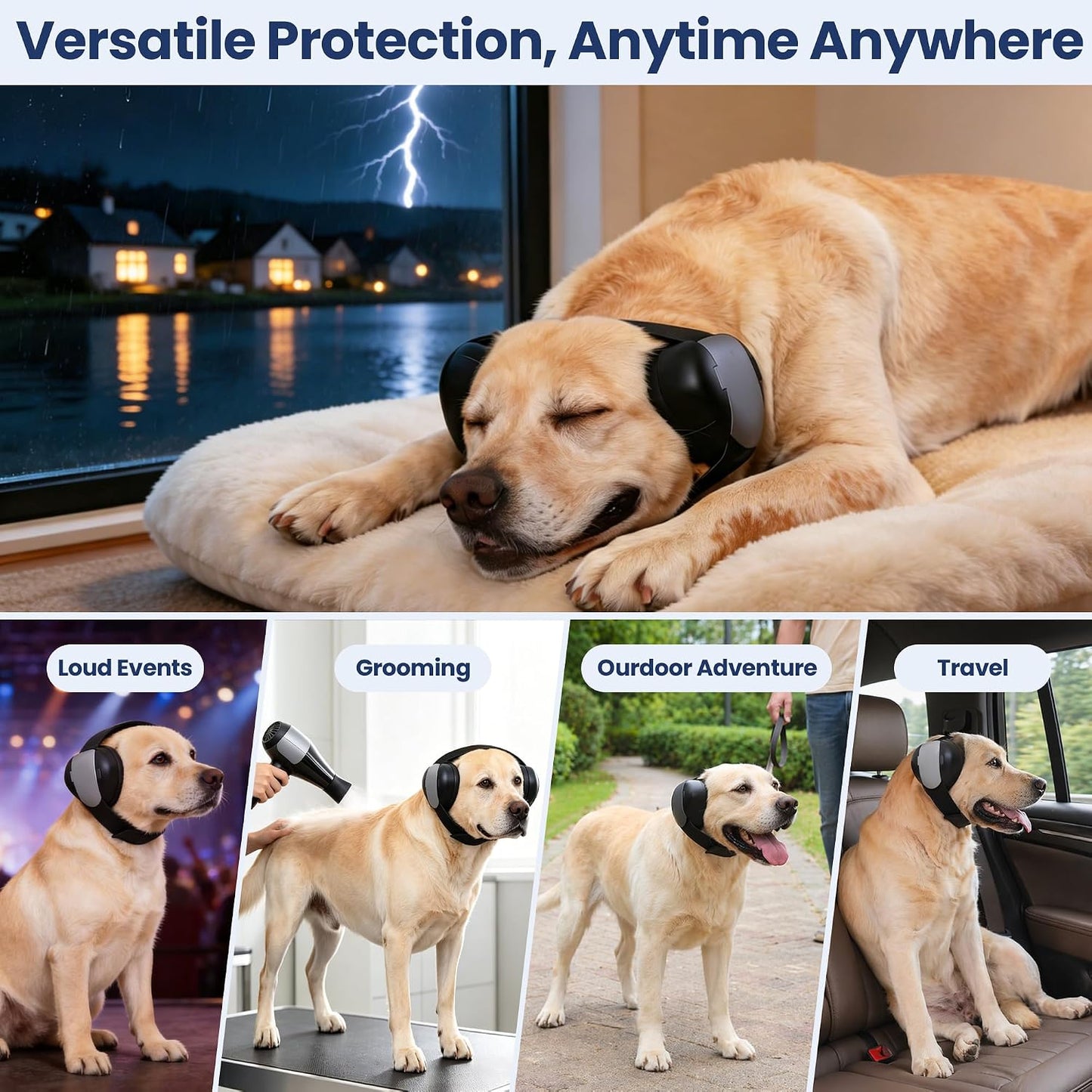 Packaging layout of the authentic Petvolve imported dog ear protection gear.