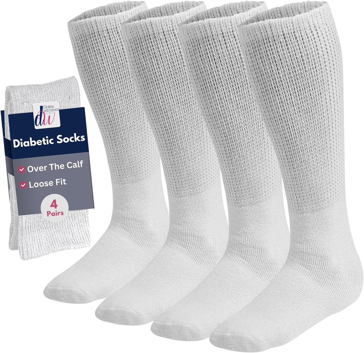 Debra Weitzner diabetic socks front view of 4 pair pack
