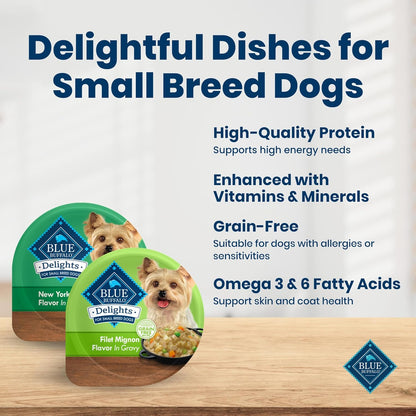 Grain free wet dog food for small breeds with real beef in gravy