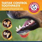 Side view of Arm and Hammer dog toothpaste highlighting baking soda ingredients
