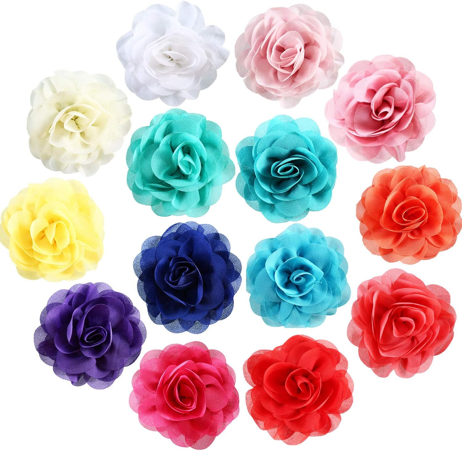 Leinuosen 14 Pieces Dog Collar Flowers front view showing vibrant assortment