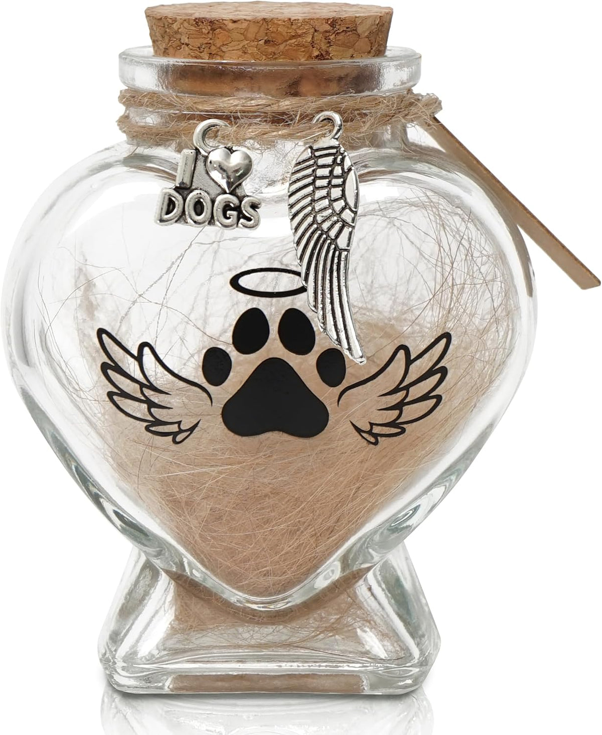 Pet Memorial Gift for Loss of Cat, Heart Shape Glass Jar & Bottle for Fur, Hair, Whiskers or Ashes Keepsake Urn with Cork Top, Charms for Cute Rainbow Bridge Memorial - Image 9