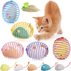Jecery 25 Pcs Cat Spring Balls Toys Stretchable Rolling Balls Colorful Playful Coils Interactive Action Toy Caged Rats for Kitten Pet Supplies (Mouse and Bell,Colorful) - Image 10