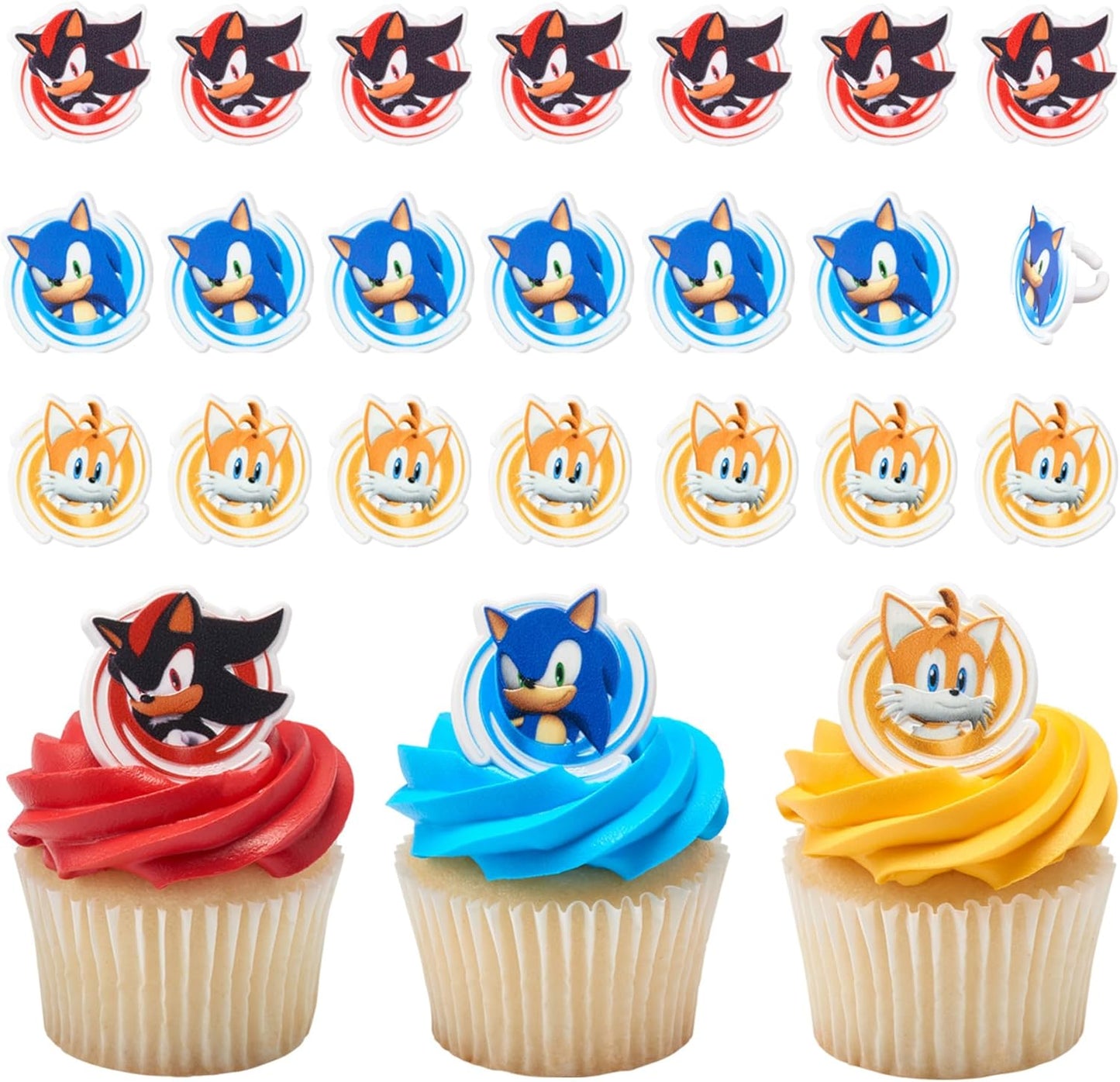 DecoPac Sonic the Hedgehog cupcake rings front view in packaging