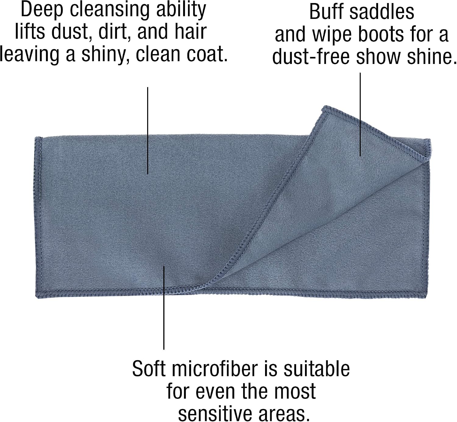 ECP Equine Comfort Products tack towels folded inside an equestrian grooming kit