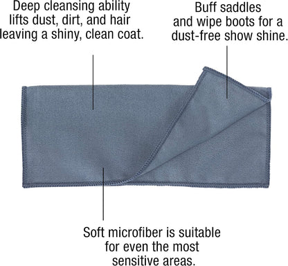 ECP Equine Comfort Products tack towels folded inside an equestrian grooming kit