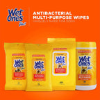 Imported Wet Ones pet wipes for quick between bath cleaning