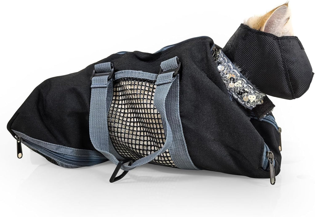 Cinf Cat Nail Clipping Cleaning Grooming Restraint Bag Free Muzzle No Scratching Biting for Bathing Nail Trimming Injecting Examining(Black,M) - Image 13