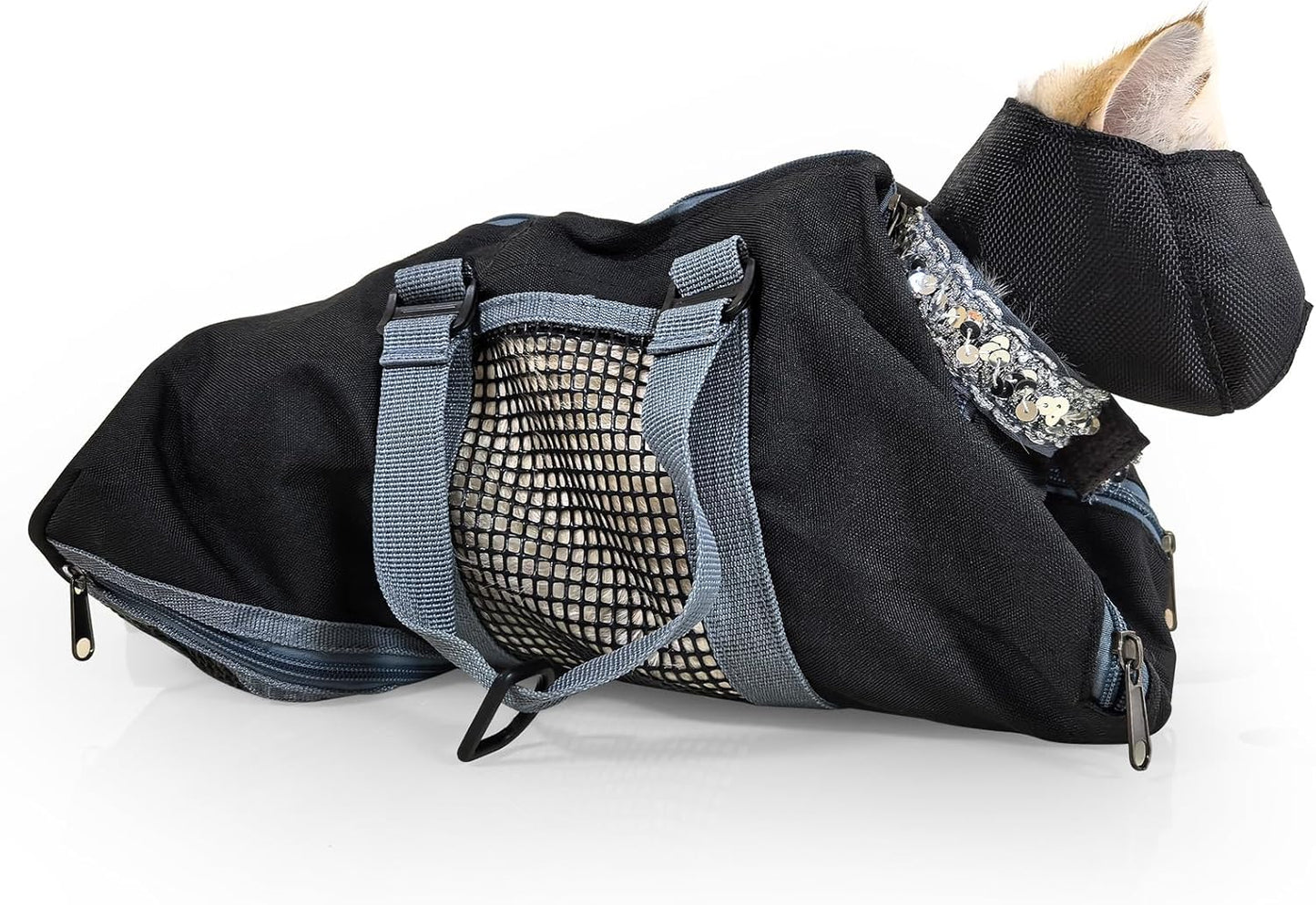 Cinf Cat Nail Clipping Cleaning Grooming Restraint Bag Free Muzzle No Scratching Biting for Bathing Nail Trimming Injecting Examining(Black,M) - Image 13