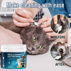 Pet grooming cotton buds in a convenient storage box