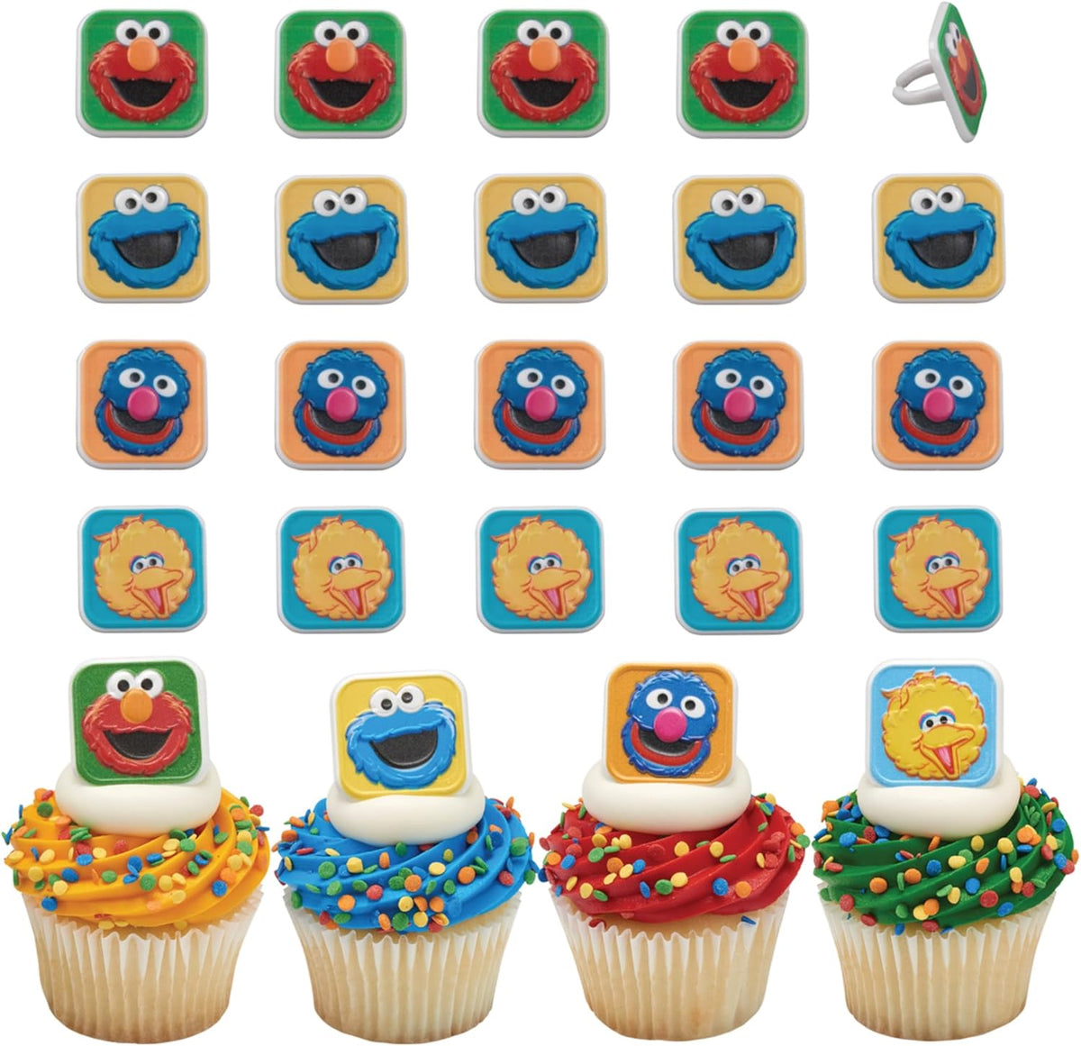 DecoPac Sesame Street cupcake rings front view set of 24
