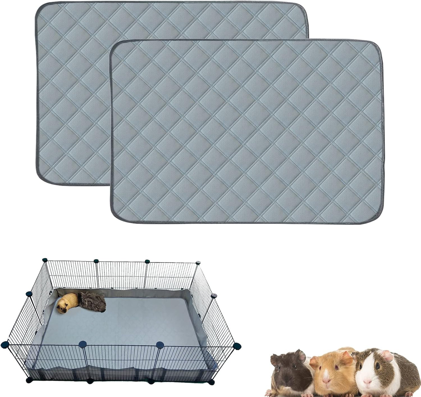 4 Pack Guinea Pig Cage Liners Washable Guinea Pig Bedding Reusable Waterproof Super Absorbent Guinea Pig Pee Pads Anti Slip Mat for Small Animals Rabbit Hamster Rat -28 x 14 Inch - Image 9
