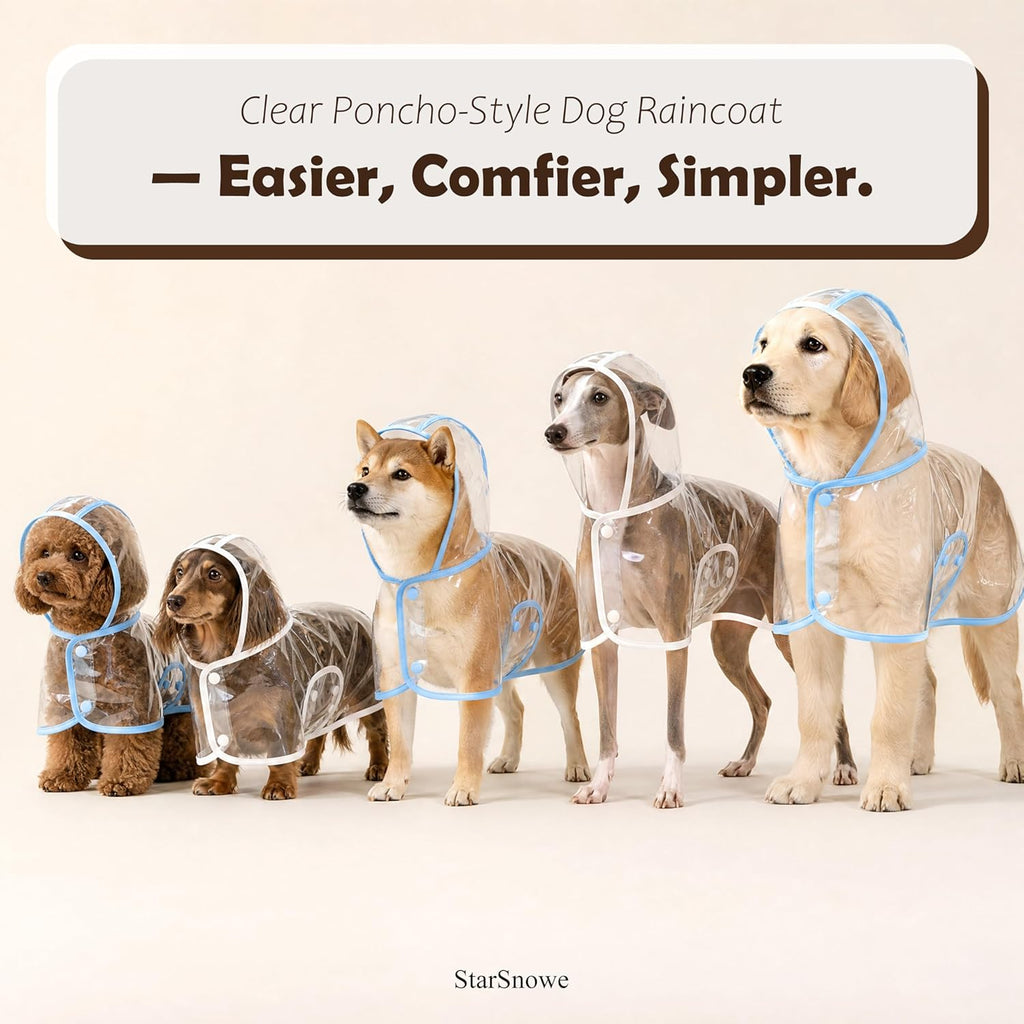 StarSnowe lightweight dog poncho being fitted onto a small puppy for monsoon walk readiness