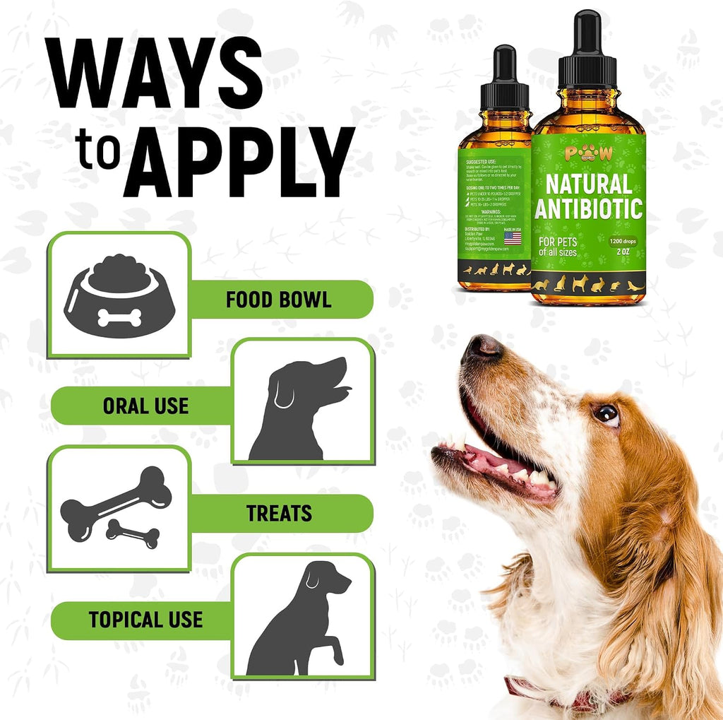 Two ounce bottle of Golden Paw liquid immune support supplement for pets