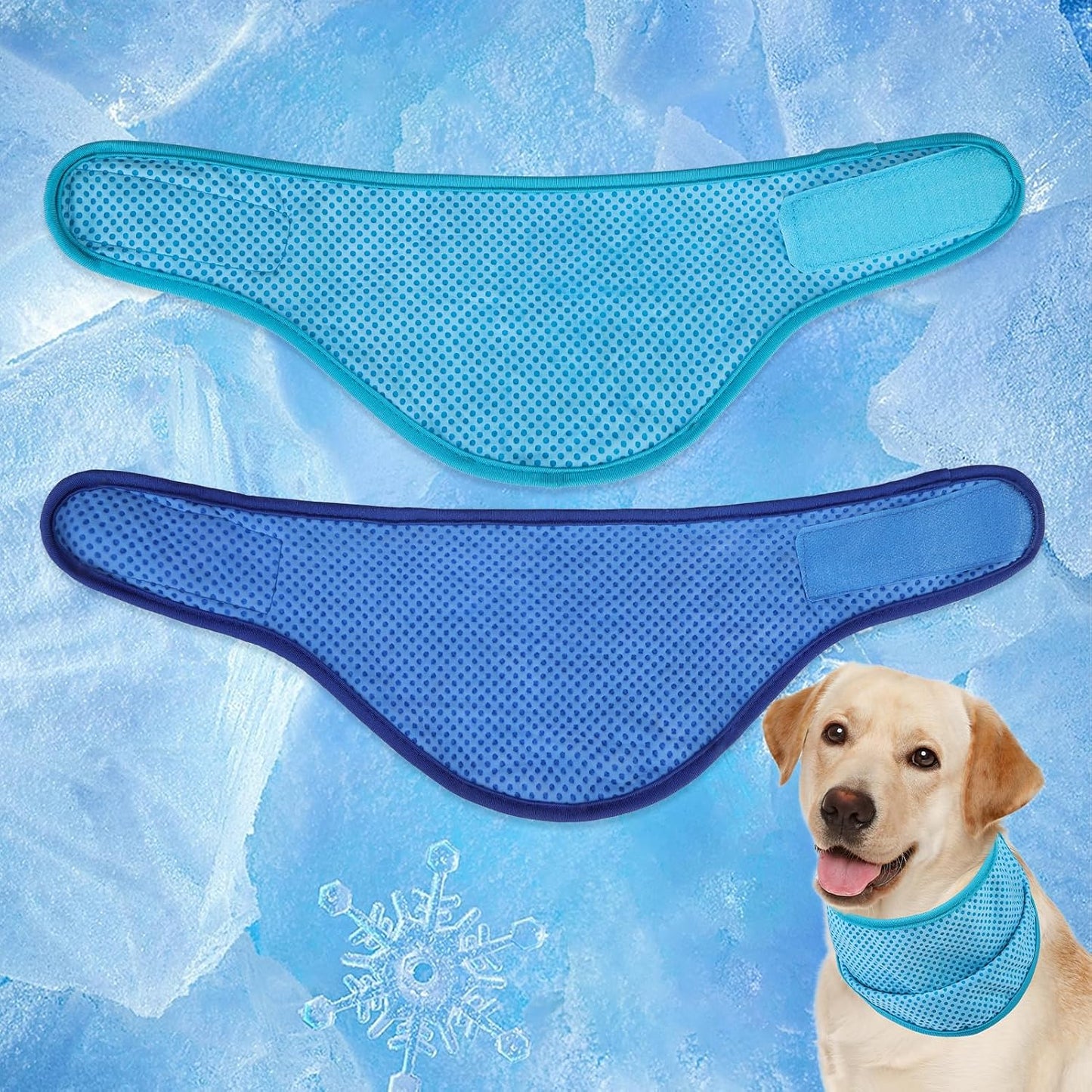 EXPAWLORER Dog Cooling Bandana - 2 Pack Instant Cooling Dog Bandanas, Chill Out Pet Cool Scarf Summer Essentials Ice Neck Cooler Wrap, Prevent Sunstroke for Small Medium Large Dogs, Navy Green L - Image 9