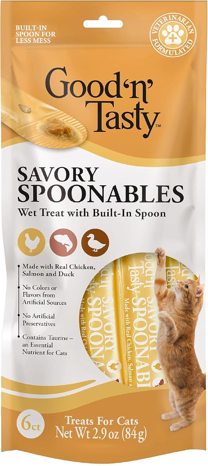 Good 'n' Tasty Savory Spoonables with Real Duck, Beef & Rabbit, 6 Count Tube, Triple Flavor Squeezable Lickable Wet Treats for Cats with Built-in Spoon for Less Mess - Image 10