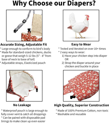 Chicken Diapers V1 Duck Diaper Diaperalls for Hens, Roosters, Ducks, Ducklings - Reusable, Adjustable by Uni Infinity (Red Black Plaid, Chicken Large, 1, Count) - Image 10
