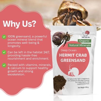Essential calcium and trace mineral supplement for crab habitats