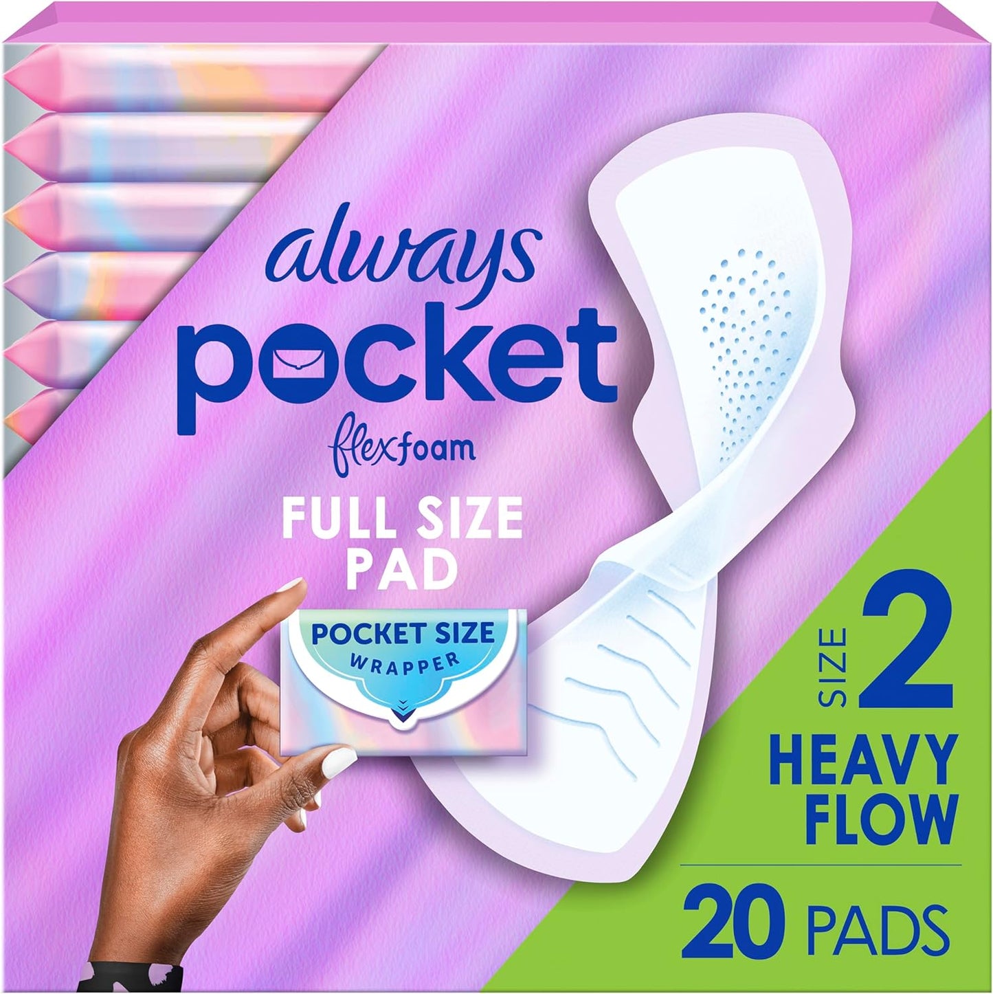 Always Pocket Flexfoam Pads Size 2 Heavy front view of packaging