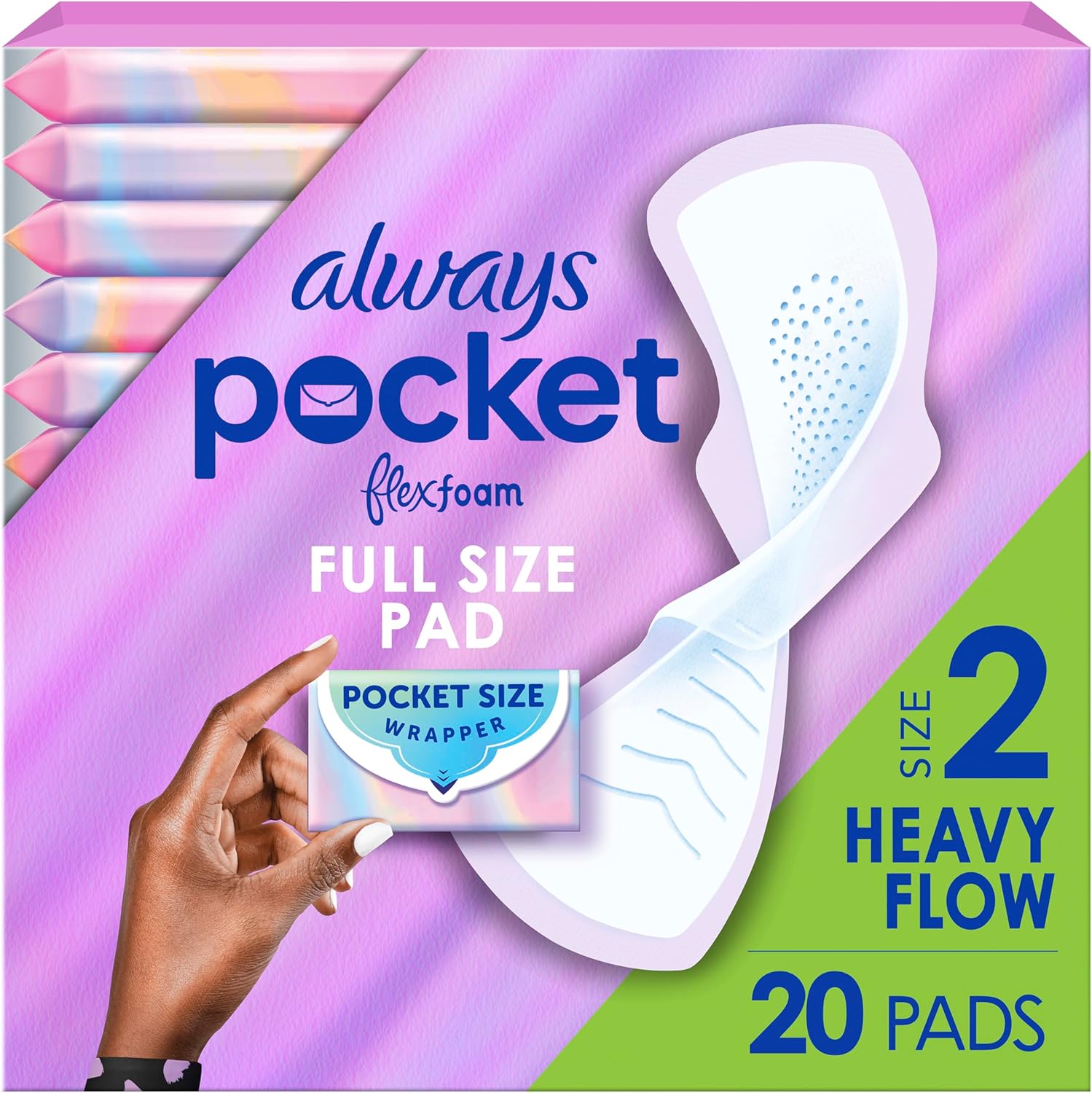 Always Pocket Flexfoam Pads Size 2 Heavy front view of packaging